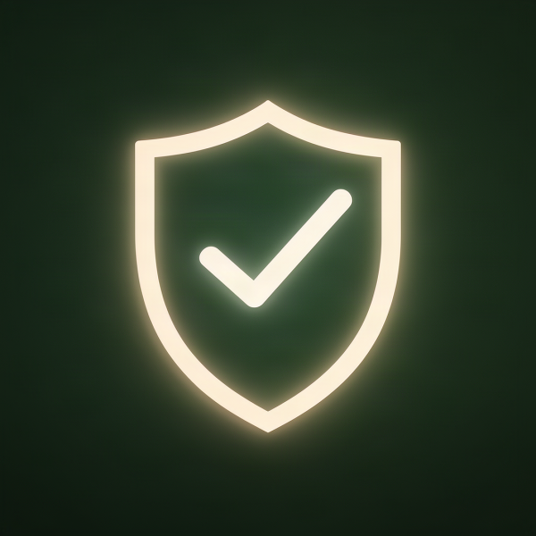 Abstract shield with checkmark representing verified AHPRA registration and healthcare trust