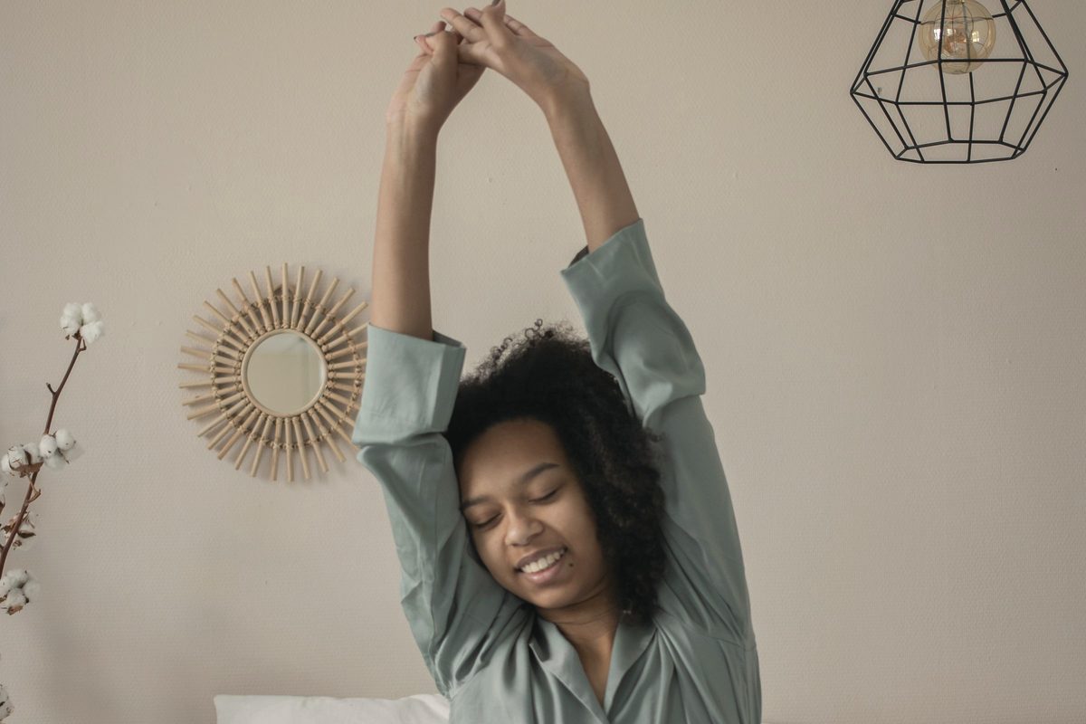 A woman waking up from sleep