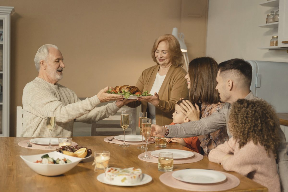 Family sharing a meal at the table