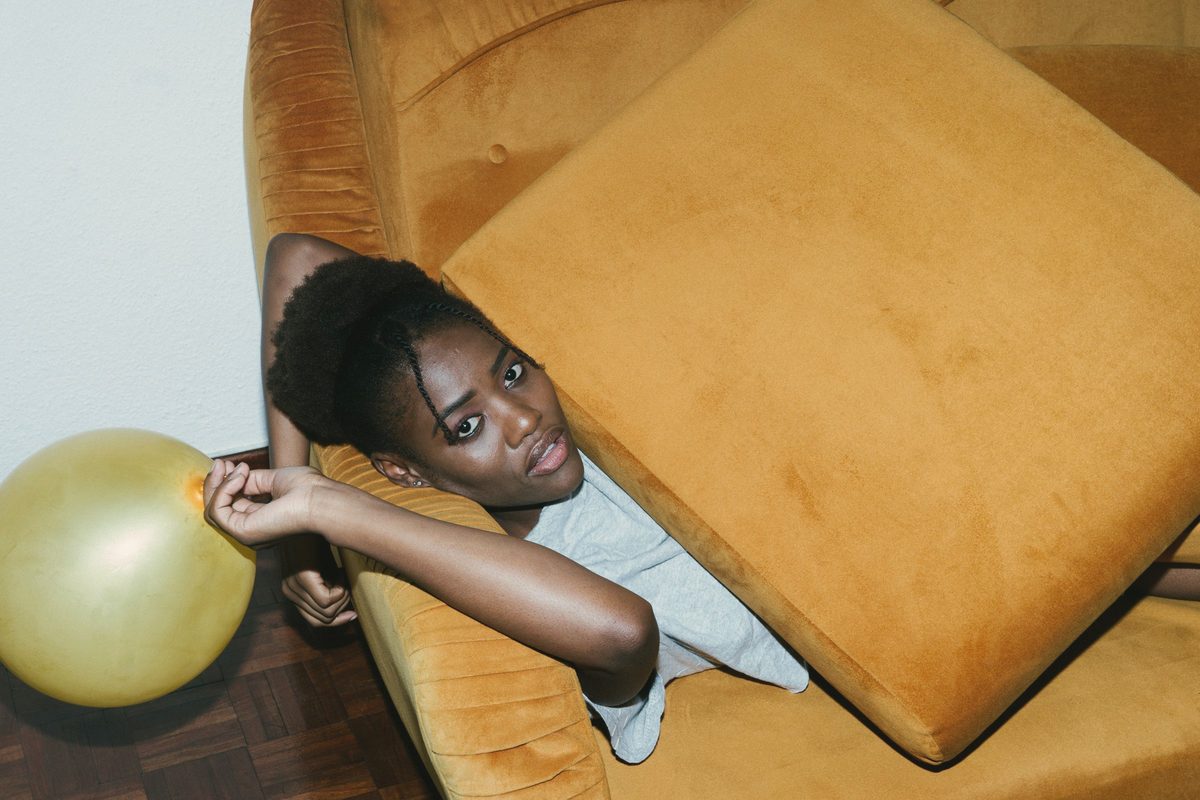 Woman napping on the couch