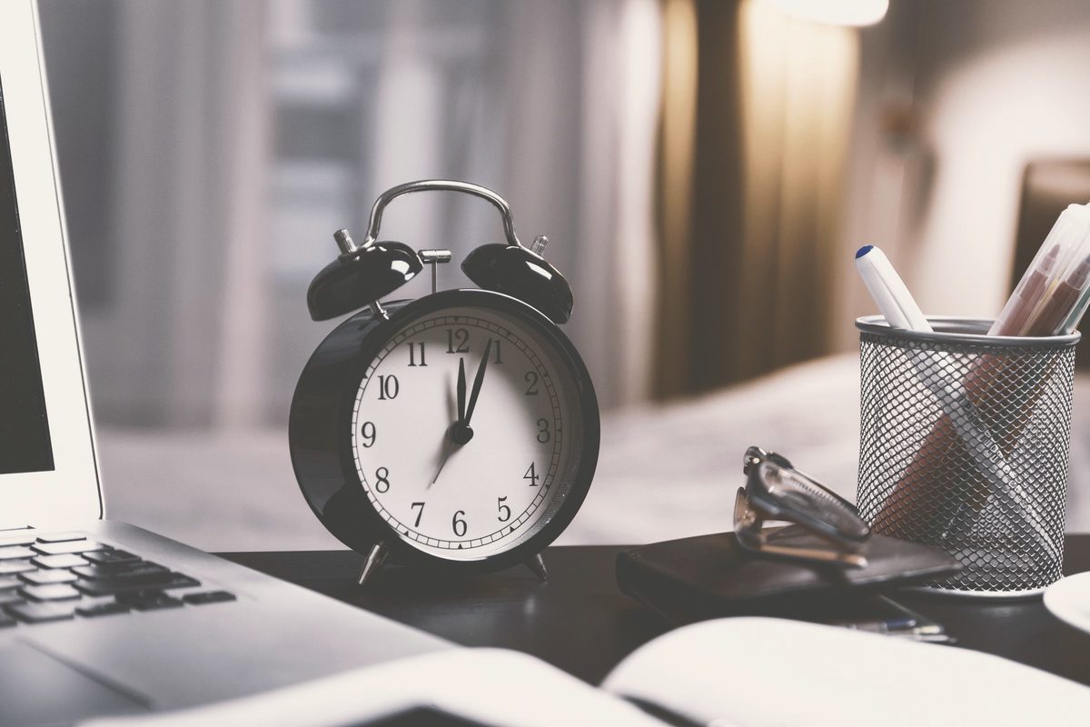 Alarm clock on a desk