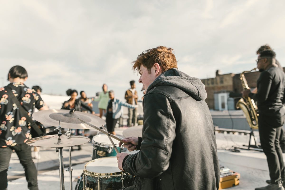 Person playing the drums