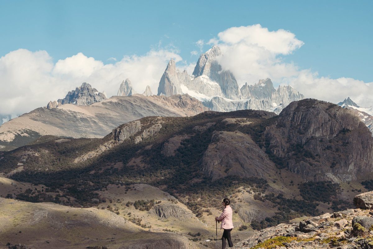 Hiker taking in a mountain view