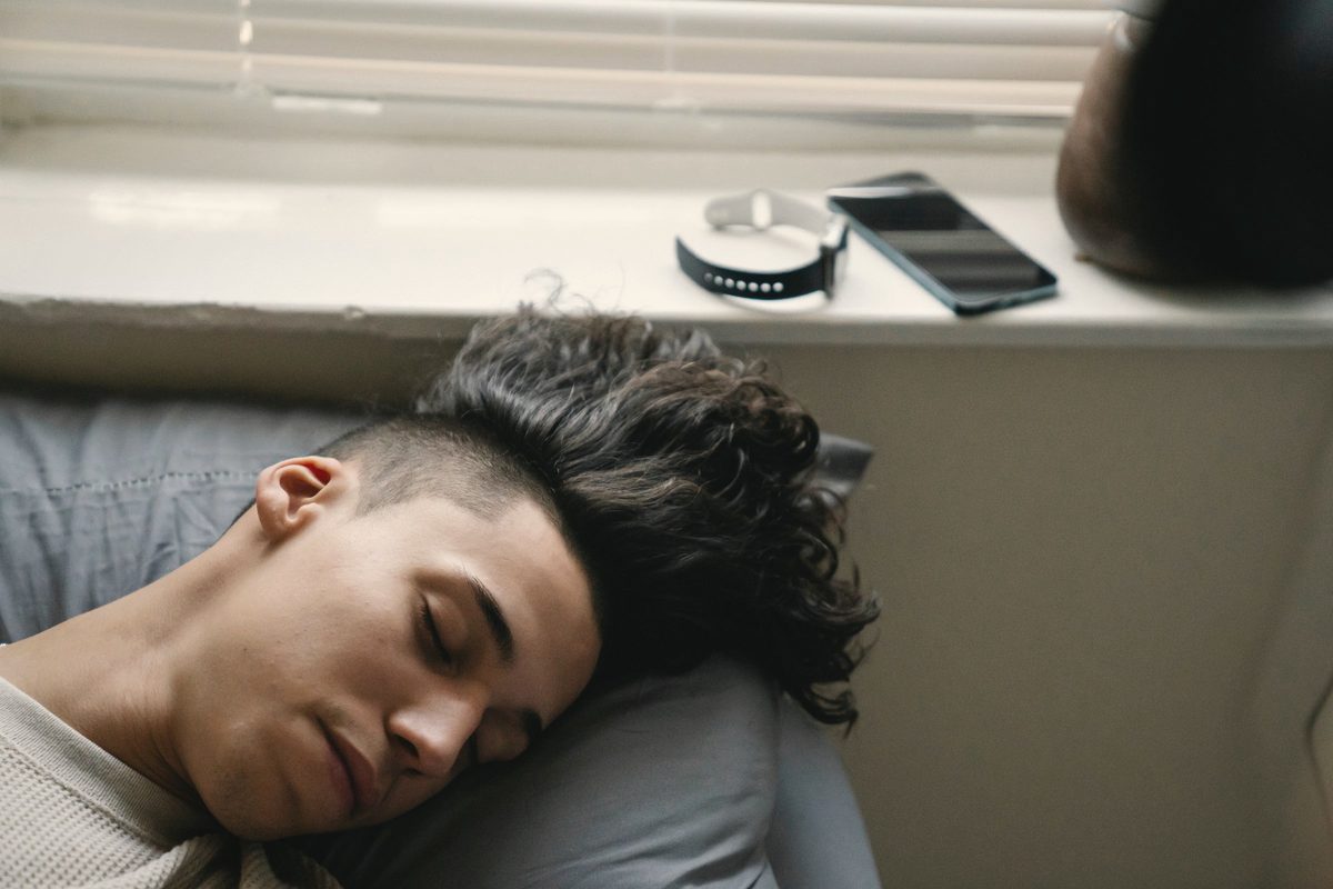 Young man sleeping in the morning