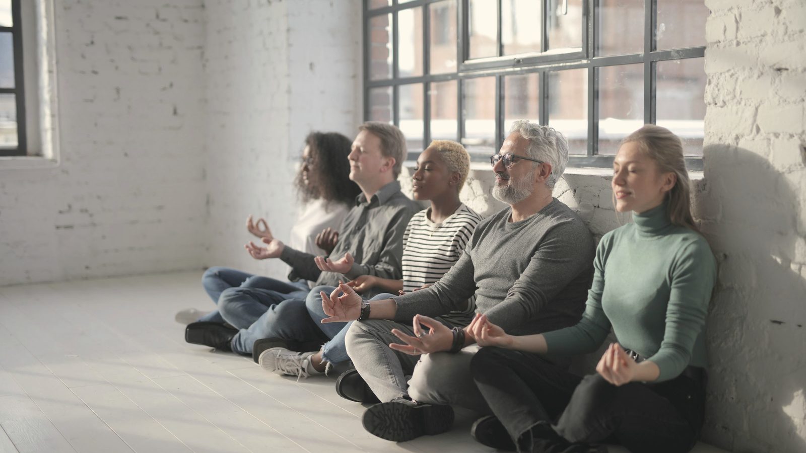 Group meditating together